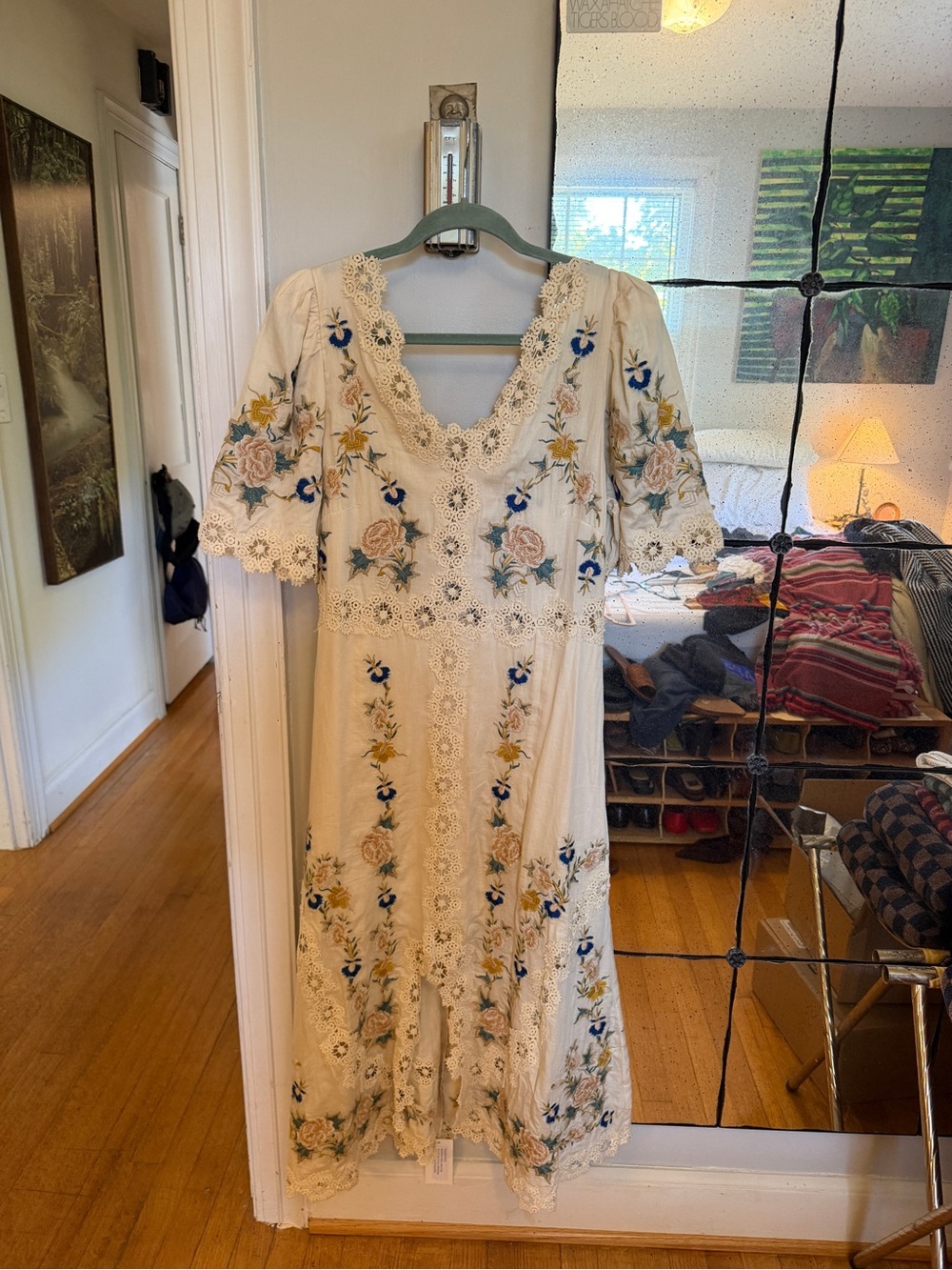 Sea New York Cream Embroidered Floral Midi Dress - Adonna Dress